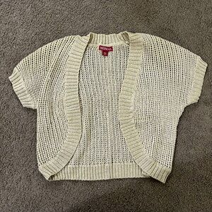 Merona short sleeve shrug sweater, beige/gold, size small